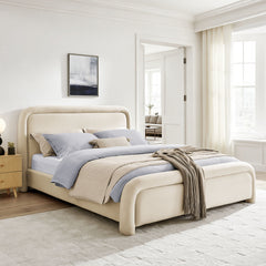 Beck Alabaster King Performance Velvet Platform Bed - Ornate Home
