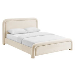 Beck Alabaster King Performance Velvet Platform Bed - Ornate Home