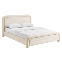 Beck Alabaster Queen Performance Velvet Platform Bed - Ornate Home