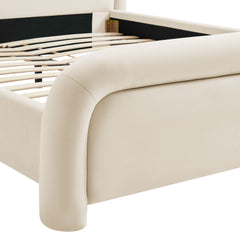 Beck Alabaster Queen Performance Velvet Platform Bed - Ornate Home