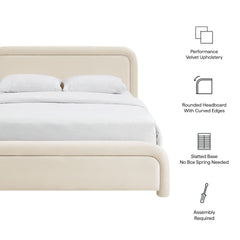 Beck Alabaster Queen Performance Velvet Platform Bed - Ornate Home