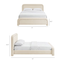 Beck Alabaster Queen Performance Velvet Platform Bed - Ornate Home