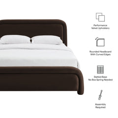 Beck Chocolate Brown King Performance Velvet Platform Bed - Ornate Home
