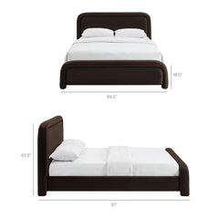 Beck Chocolate Brown King Performance Velvet Platform Bed - Ornate Home