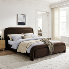 Beck Chocolate Brown Queen Performance Velvet Platform Bed - Ornate Home