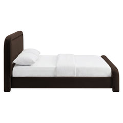 Beck Chocolate Brown Queen Performance Velvet Platform Bed - Ornate Home