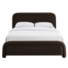 Beck Chocolate Brown Queen Performance Velvet Platform Bed - Ornate Home