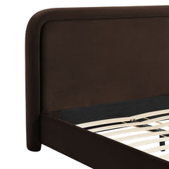 Beck Chocolate Brown Queen Performance Velvet Platform Bed - Ornate Home