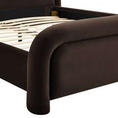 Beck Chocolate Brown Queen Performance Velvet Platform Bed - Ornate Home