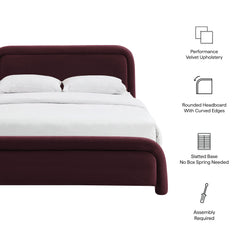 Beck Mulberry King Performance Velvet Platform Bed - Ornate Home