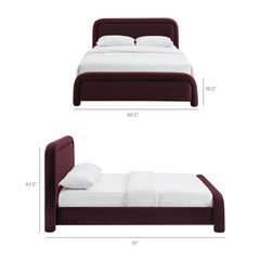 Beck Mulberry King Performance Velvet Platform Bed - Ornate Home