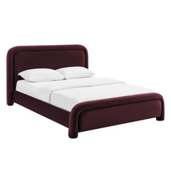 Beck Mulberry Queen Performance Velvet Platform Bed - Ornate Home
