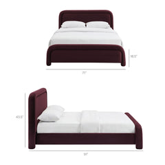 Beck Mulberry Queen Performance Velvet Platform Bed - Ornate Home