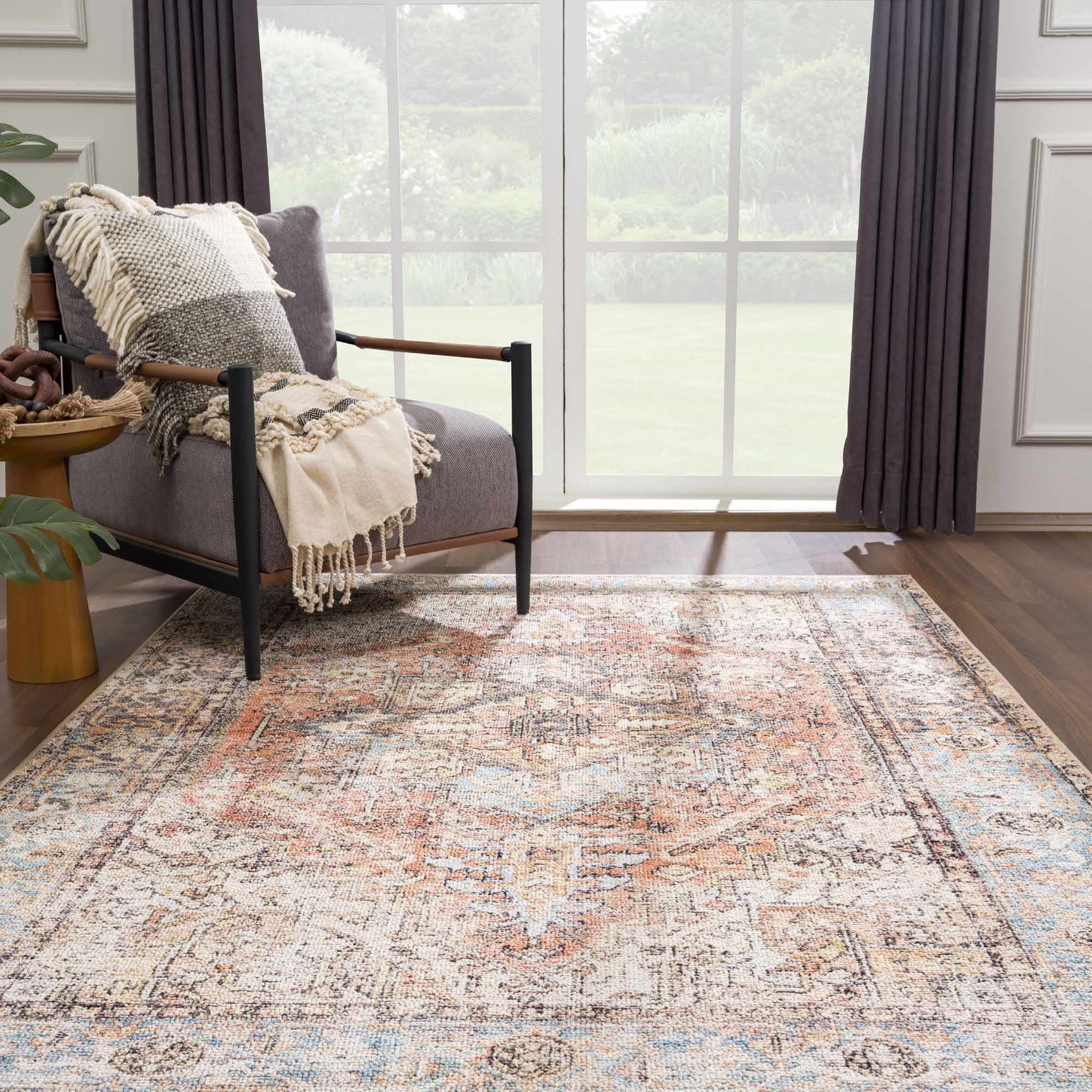 Beck Peach Washable Area Rug - Clearance - Ornate Home
