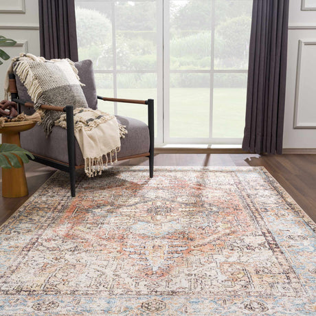 Beck Peach Washable Area Rug - Ornate Home