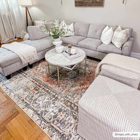 Beck Peach Washable Area Rug - Ornate Home