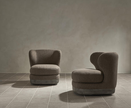 Beck Tadon Cerused/Brown Fabric Swivel Chair - Ornate Home