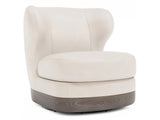 Beck Tadon Cerused/White/Cream Leather Swivel Chair - Ornate Home