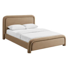 Beck Taupe King Performance Velvet Platform Bed - Ornate Home