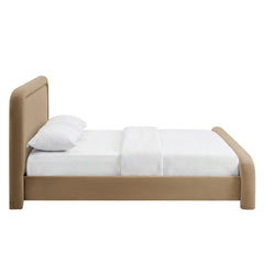 Beck Taupe King Performance Velvet Platform Bed - Ornate Home