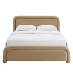Beck Taupe King Performance Velvet Platform Bed - Ornate Home