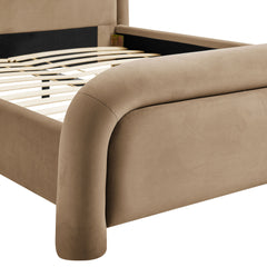 Beck Taupe King Performance Velvet Platform Bed - Ornate Home