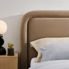 Beck Taupe King Performance Velvet Platform Bed - Ornate Home