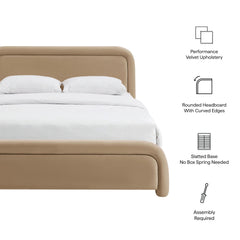 Beck Taupe King Performance Velvet Platform Bed - Ornate Home