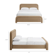 Beck Taupe King Performance Velvet Platform Bed - Ornate Home
