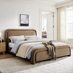 Beck Taupe Queen Performance Velvet Platform Bed - Ornate Home
