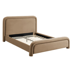 Beck Taupe Queen Performance Velvet Platform Bed - Ornate Home