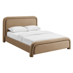 Beck Taupe Queen Performance Velvet Platform Bed - Ornate Home