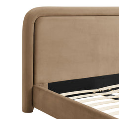 Beck Taupe Queen Performance Velvet Platform Bed - Ornate Home