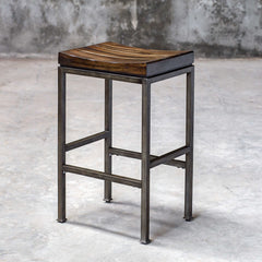 Beck Woodtone Industrial Bar Stool - Ornate Home