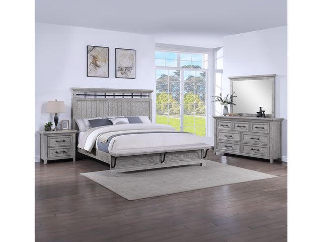Beckett Rustic Gray Footboard Bench Panel Bedroom Set - Ornate Home