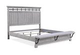 Beckett Rustic Gray Queen Footboard Bench Panel Bed - Ornate Home