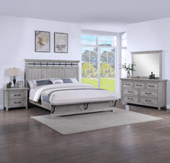 Beckett Rustic Gray King Footboard Bench Panel Bed - Ornate Home