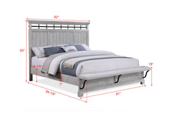 Beckett Rustic Gray King Footboard Bench Panel Bed - Ornate Home