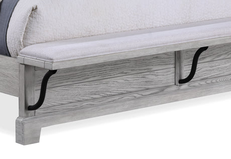 Beckett Rustic Gray Queen Footboard Bench Panel Bed - Ornate Home