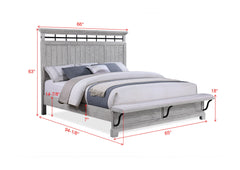 Beckett Rustic Gray Queen Footboard Bench Panel Bed - Ornate Home