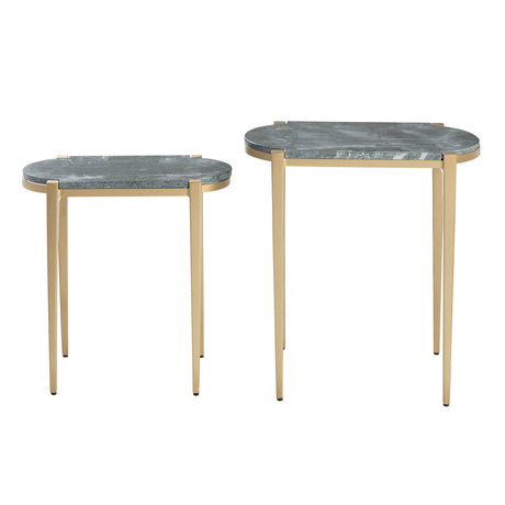 Beckham Green/Gold 2-Piece Nested Accent Tables - Ornate Home
