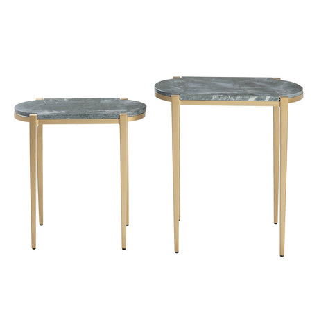 Beckham Green/Gold 2-Piece Nested Accent Tables - Ornate Home