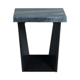 Beckley Dark Marble/Dark Espresso End Table - Ornate Home