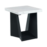 Beckley White/Dark Espresso End Table with Marble Top - Ornate Home