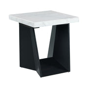 Beckley White/Dark Espresso End Table with Marble Top - Ornate Home