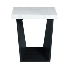 Beckley White/Dark Espresso End Table with Marble Top - Ornate Home