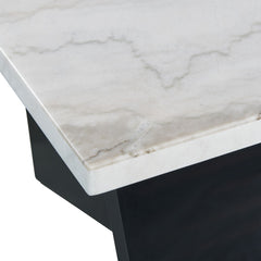 Beckley White/Dark Espresso End Table with Marble Top - Ornate Home