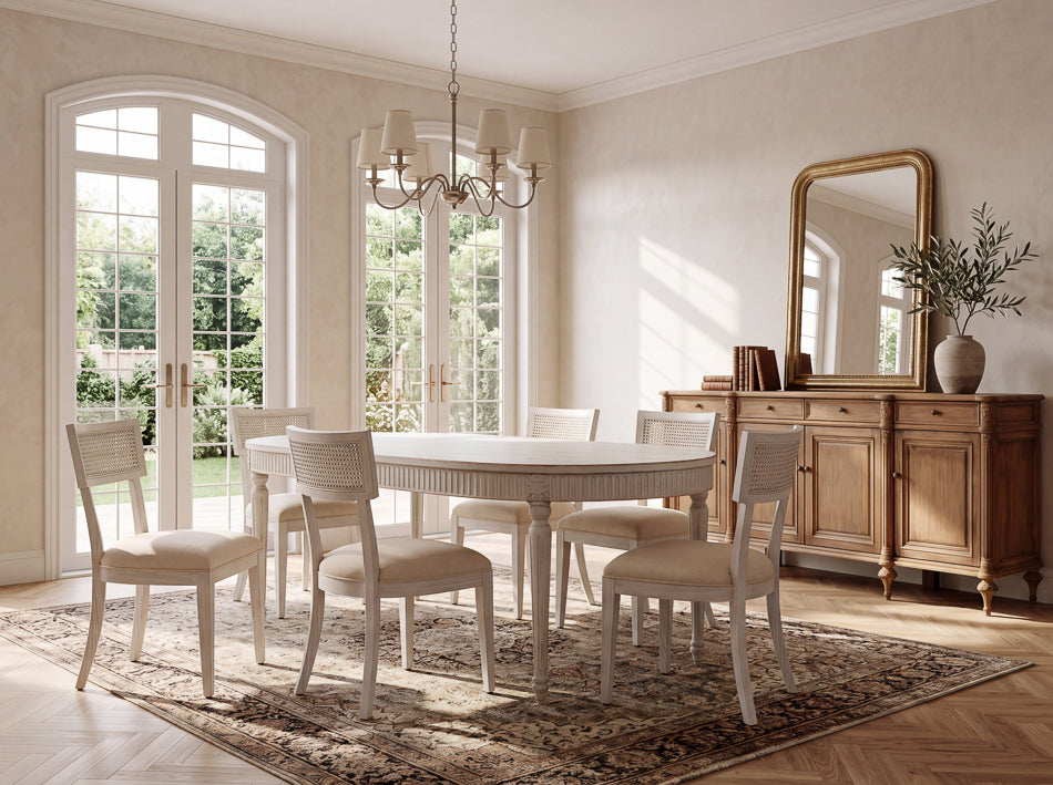 Bedford White French Antique Reproduction Dining Table - Ornate Home