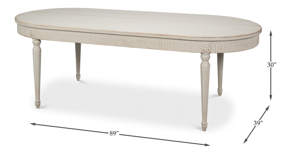 Bedford White French Antique Reproduction Dining Table - Ornate Home