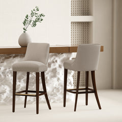 Beever Barstool in Taupe (set of 2) - Ornate Home